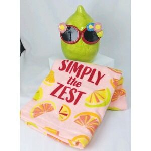Everyday Living‎ 6" Ceramic Lime Lady Floral Sunglasses Gift Set with Towel New